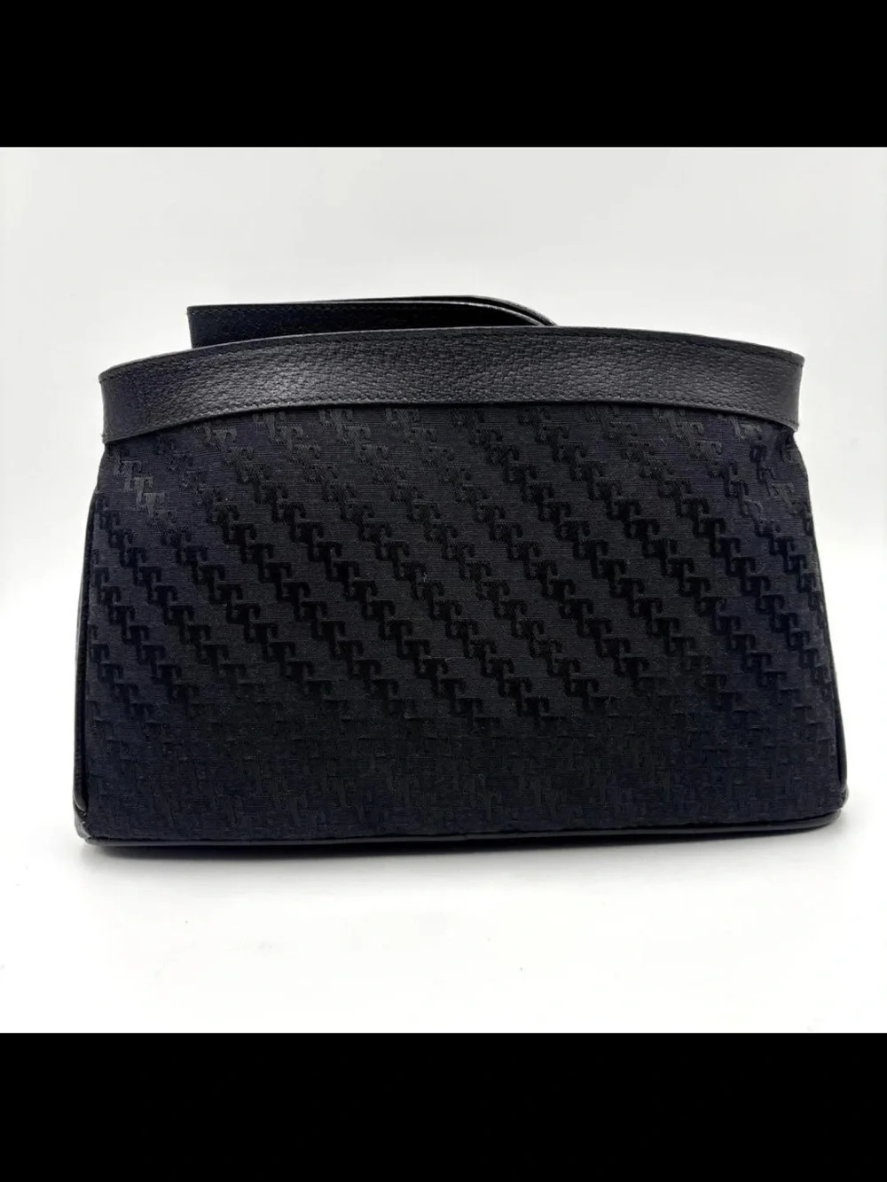 Gucci Black Monogram Jacquard Wristlet Pouch